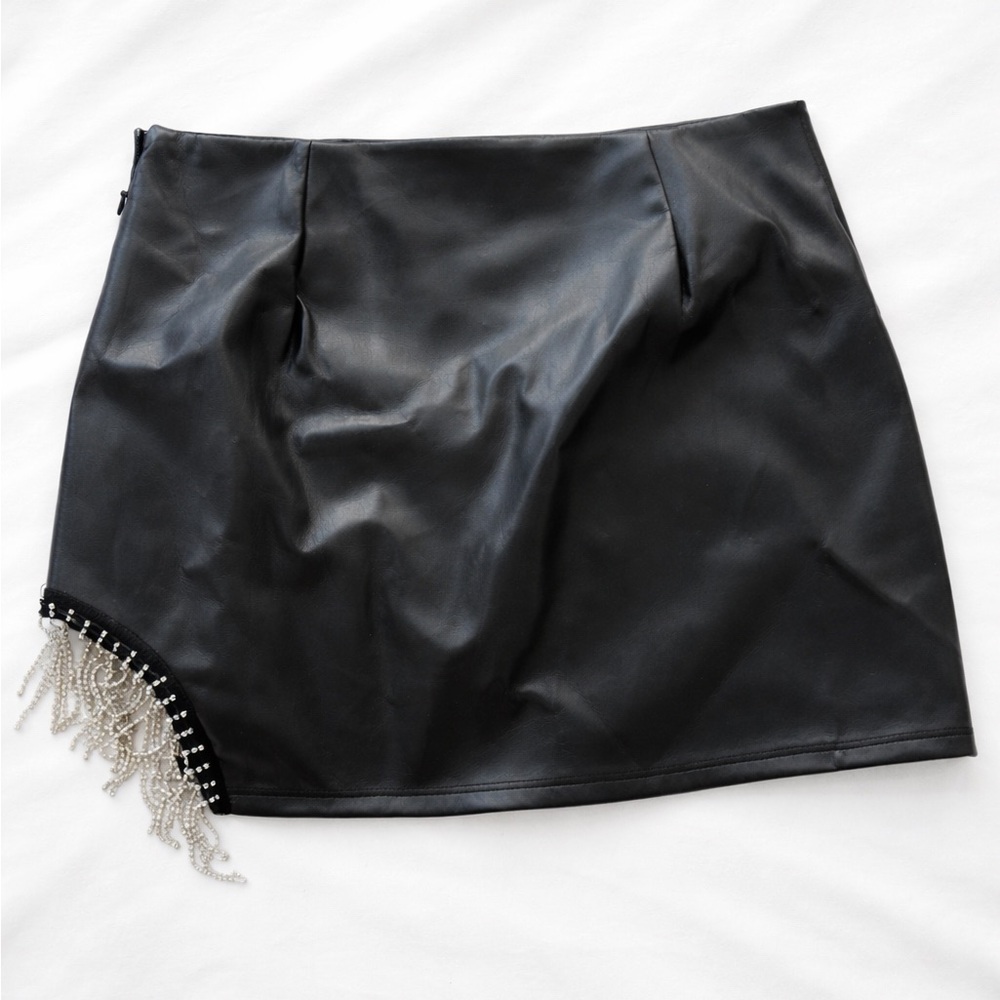Forever 21 Black Mini Skirt with Beaded Fringe